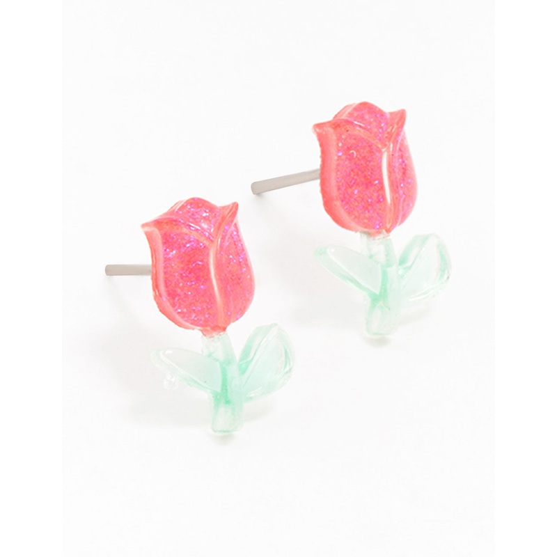 Plastic Rose Stud Earrings|Default Title
