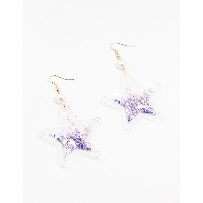 Purple Star Shaker Drop Earrings