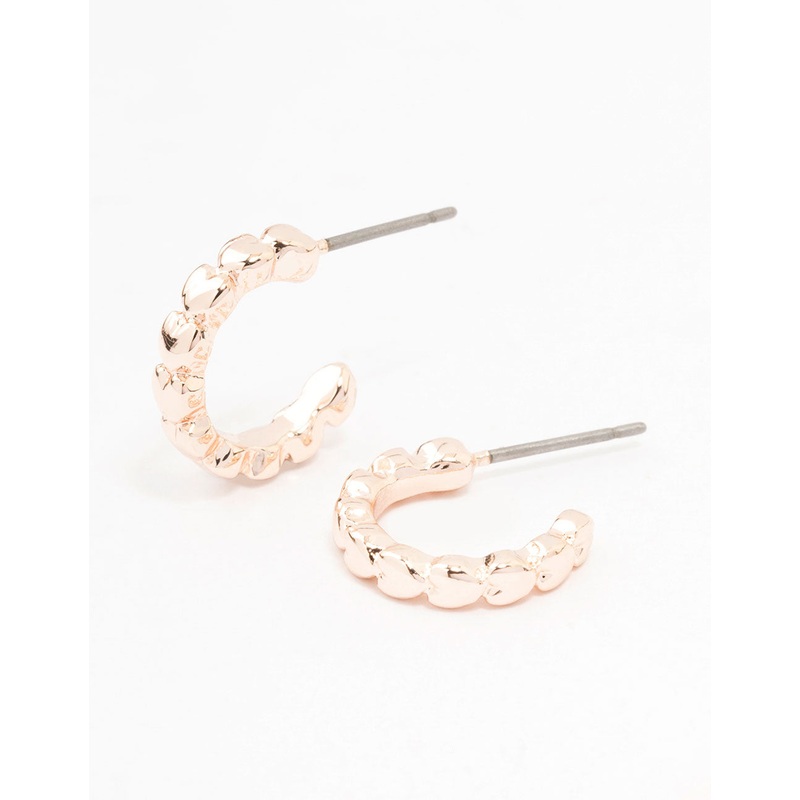 Rose Gold Solid Heart Huggie Earring
