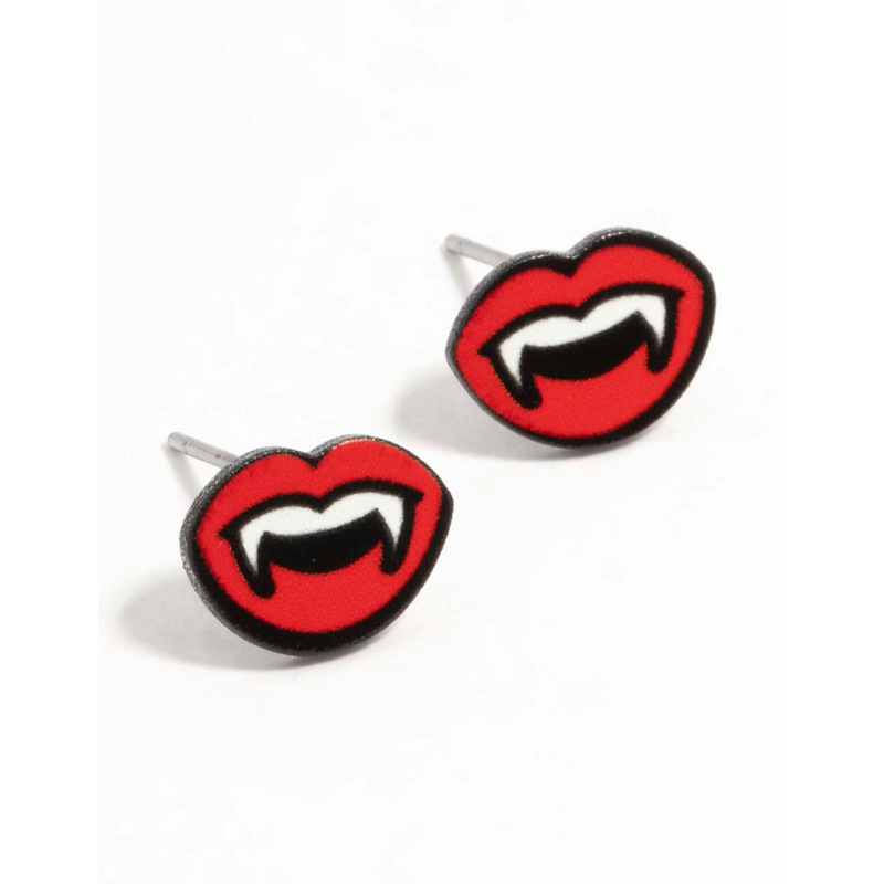 Vampire Mouth Coated Metal Stud Earrings