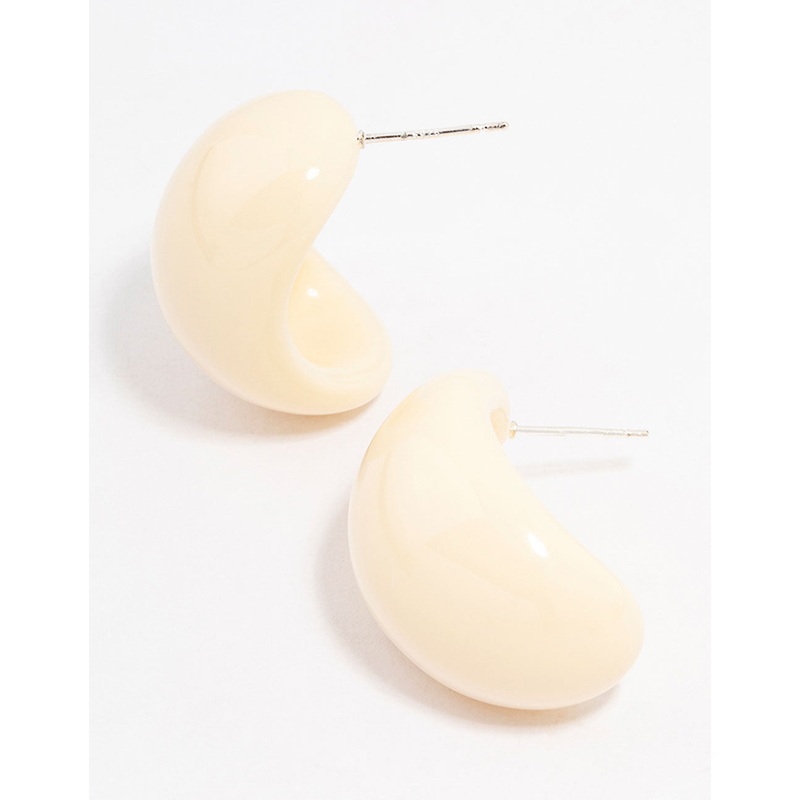 Yellow Acrylic Bubble Oval Hoop Earrings
