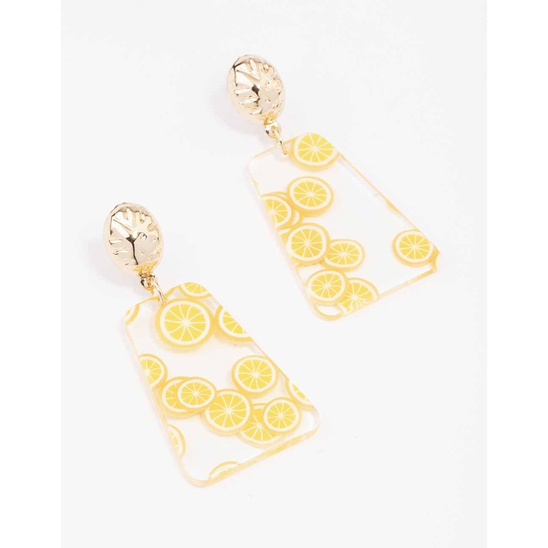 Yellow Textured Lemon Drop Earrings