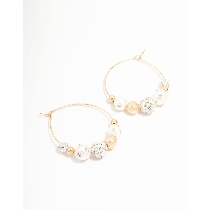 Beads, Pearls & Diamante Crystal Hoop Earrings
