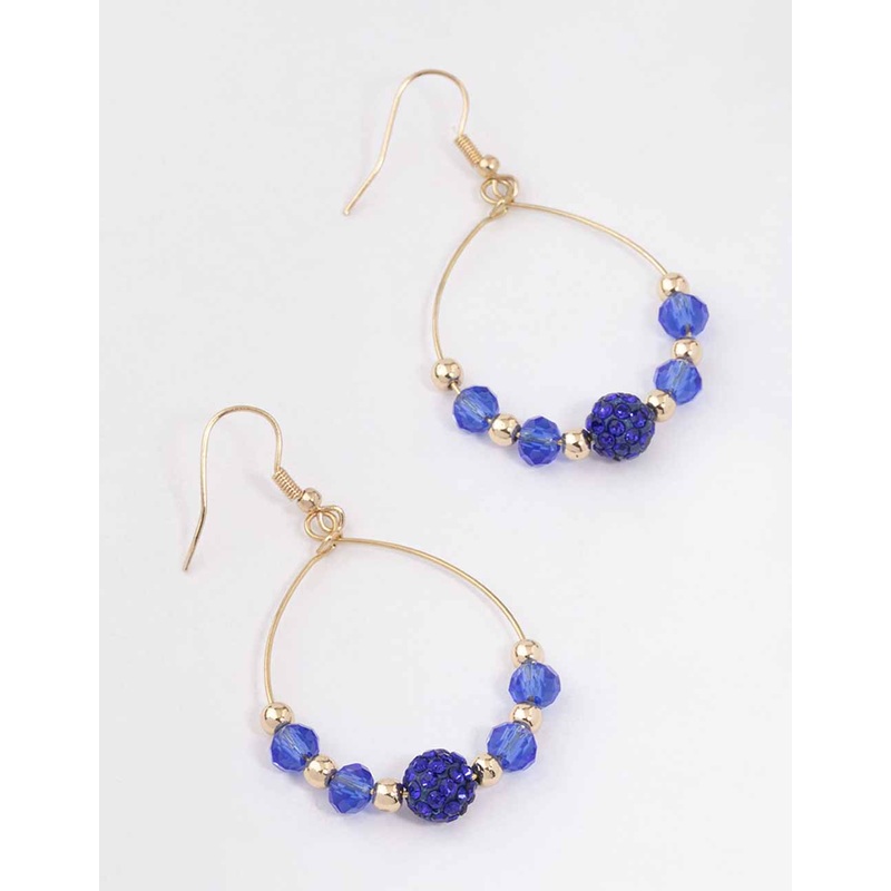 Blue Bead Fireball Teardrop Earrings