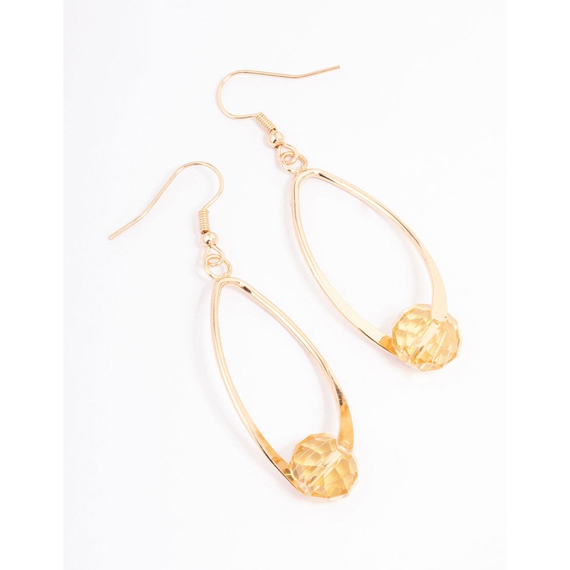 Bronze Twisted Oval Stone Drop Earrings