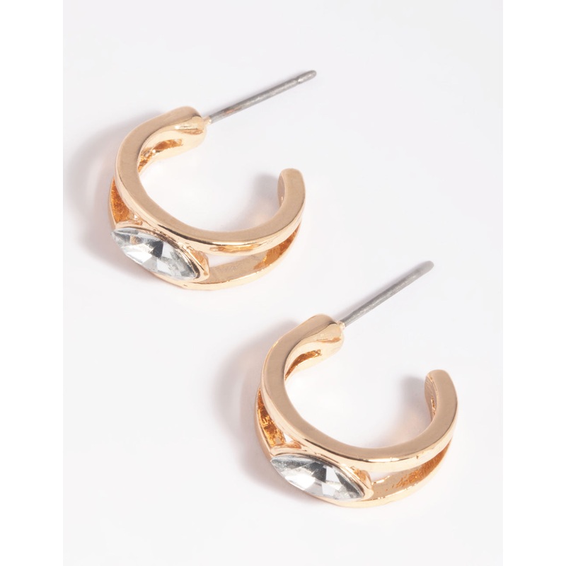 Crystal Jewel Huggie Hoop Earrings