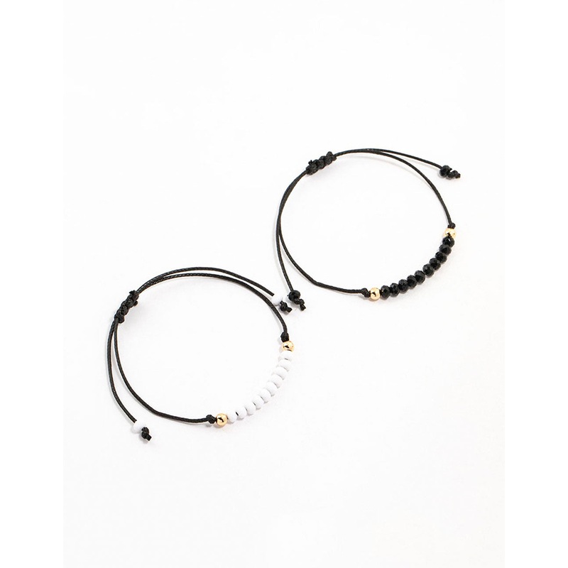 Fabric Beaded Rope Bracelets 2-Pack