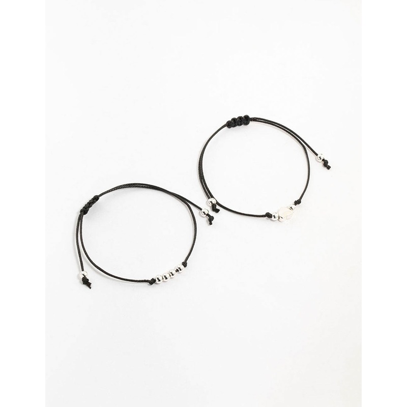 Fabric Heart & Beads Rope Bracelets 2-Pack