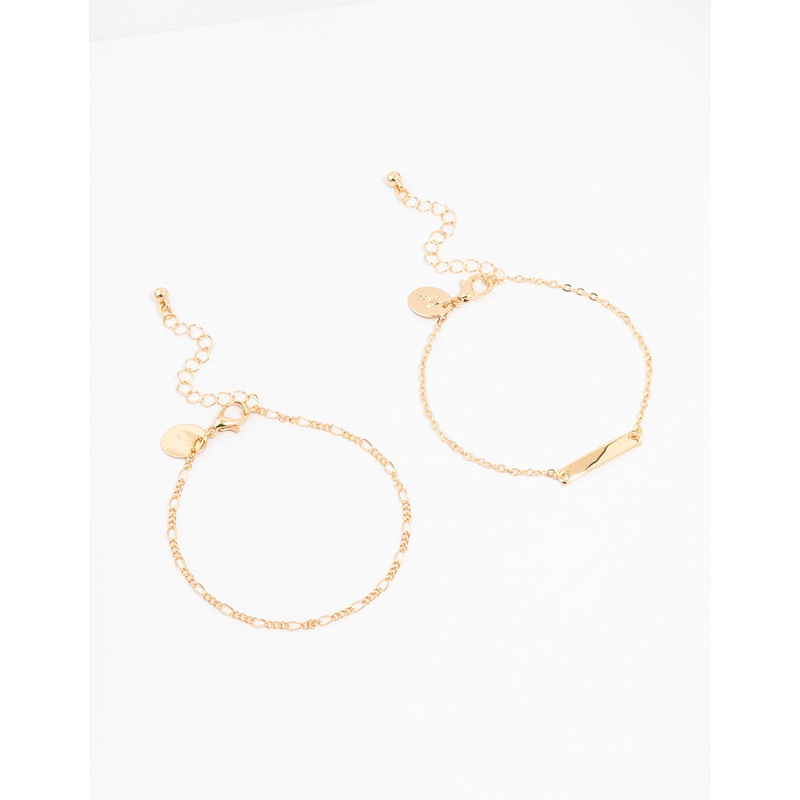 Gold Figaro & Bar Bracelets 2-Pack