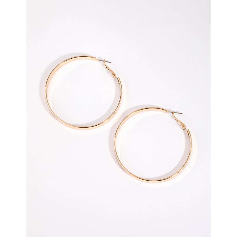 Gold Flat Hoop Earrings|Default Title