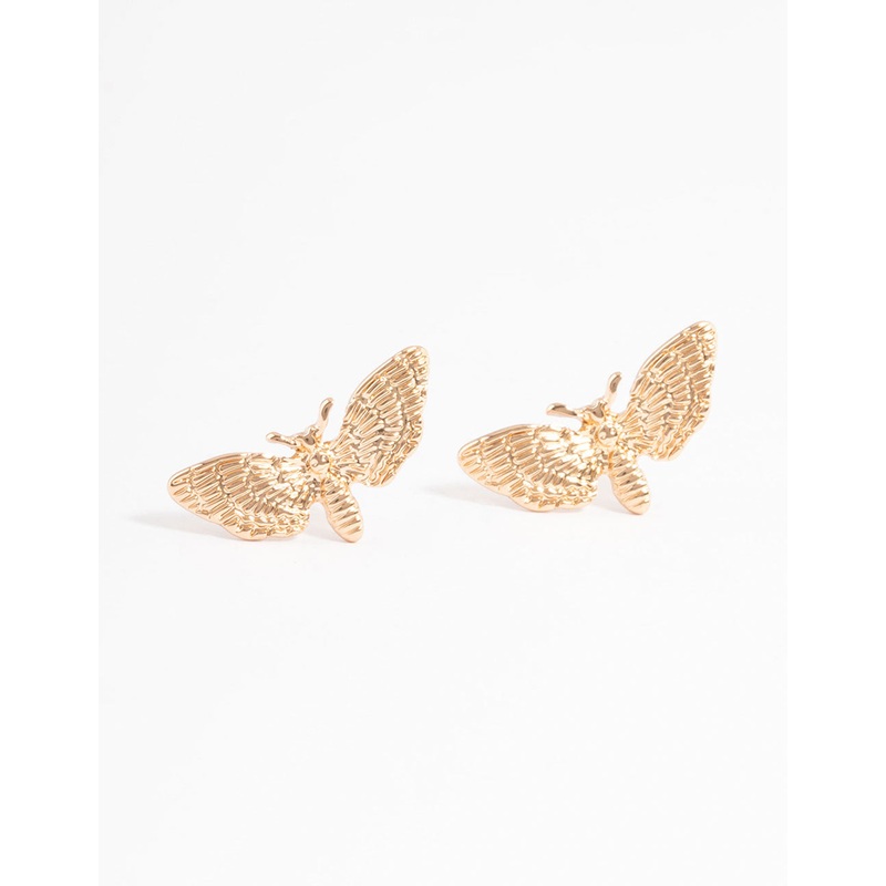 Gold Moth Stud Earrings|Default Title