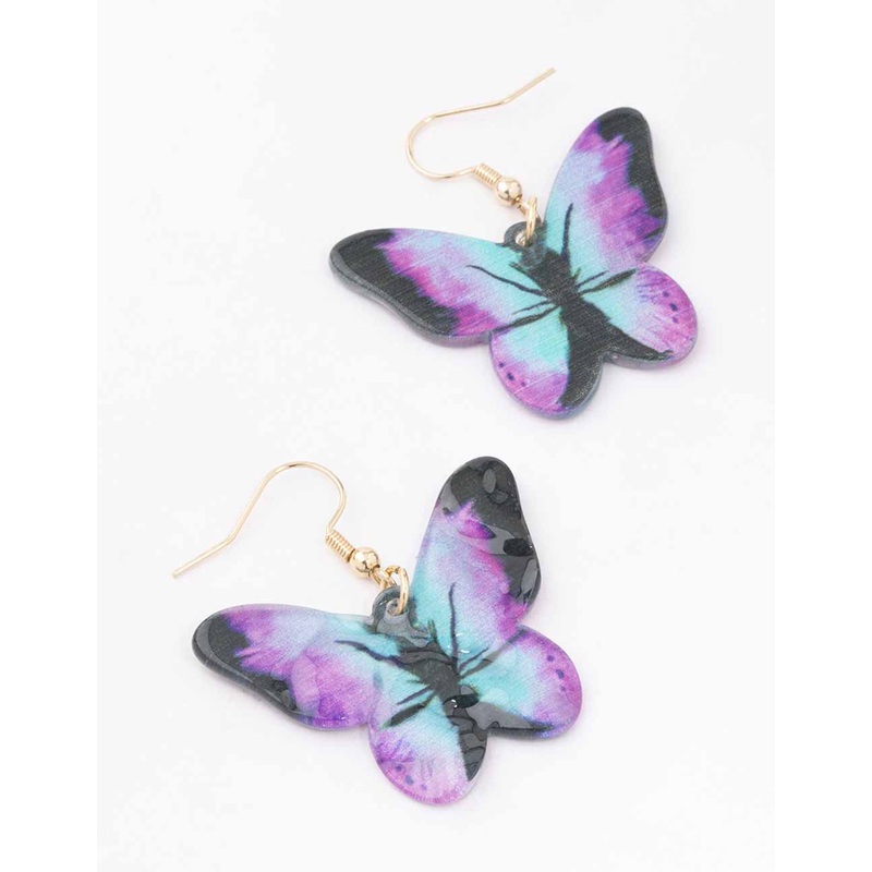 Gold Ombre Butterfly Drop Earrings