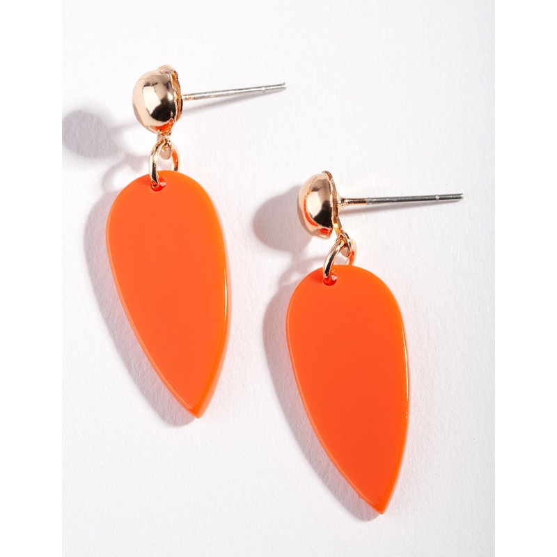 Gold Orange Teardrop Earrings|Default Title