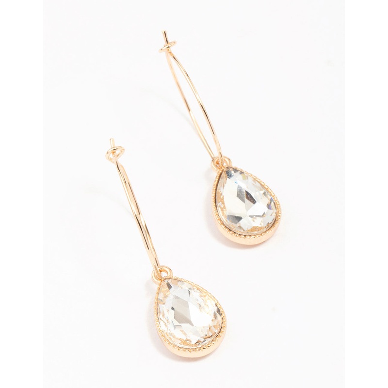 Gold Pear Halo Drop Earrings|Default Title