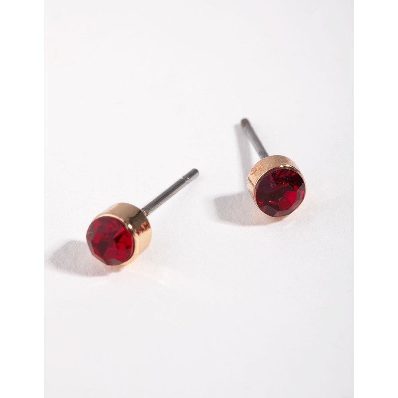 Gold & Red Stud Earrings|Default Title