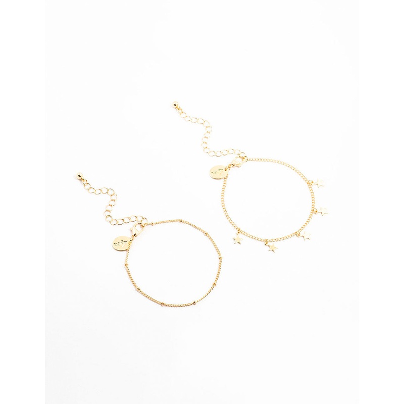 Gold Star Droplet Charm Bracelets 2-Pack