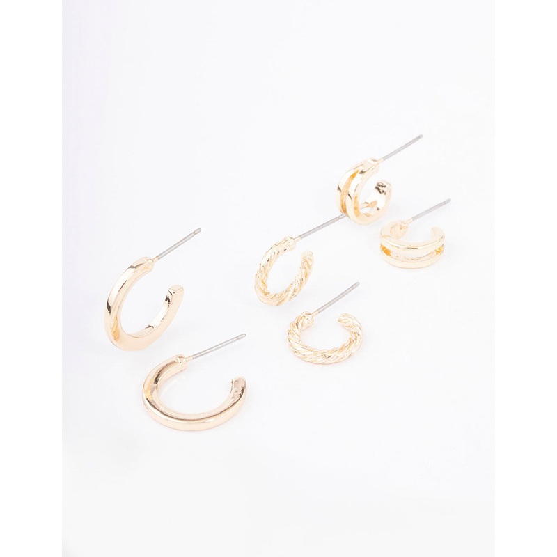 Gold Twisted Illusion Earring 3-Pack
