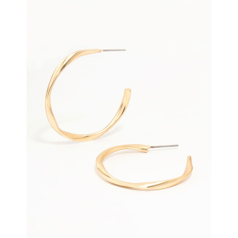 Gold Wrapped Thin Hoop Earrings