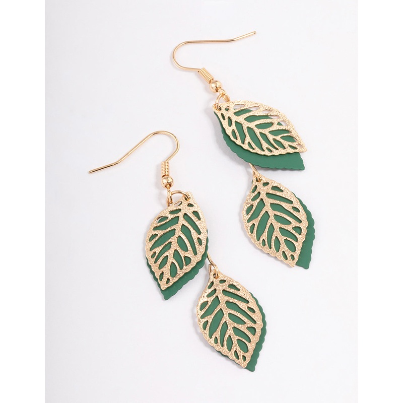 Green Filigree Petal Drop Earrings