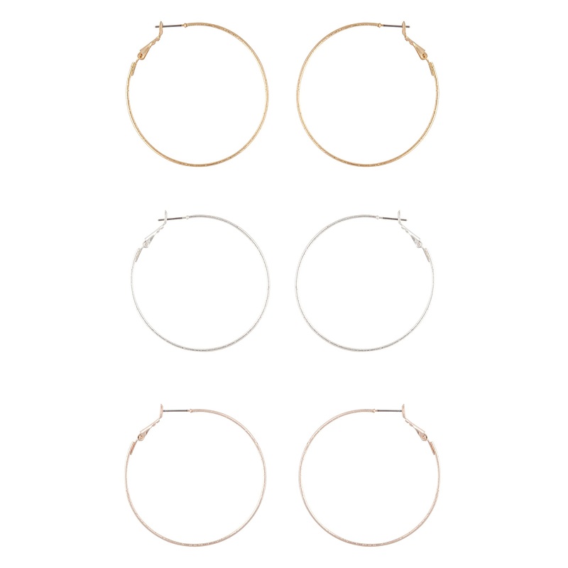 Mixed Metal Textured Hoop Earring Pack