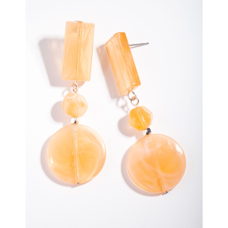 Orange Acrylic Bead Drop Earrings