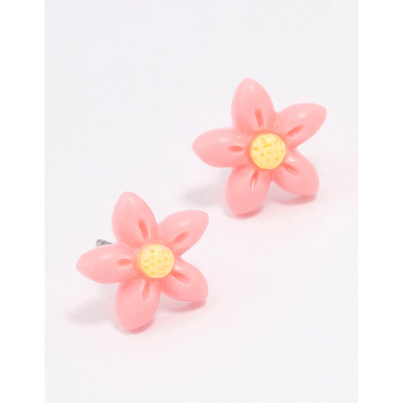 Pink Daisy Stud Earrings|Default Title