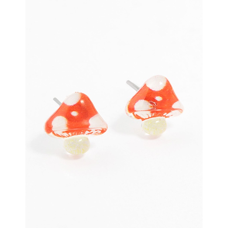 Plastic Mushroom Stud Earrings