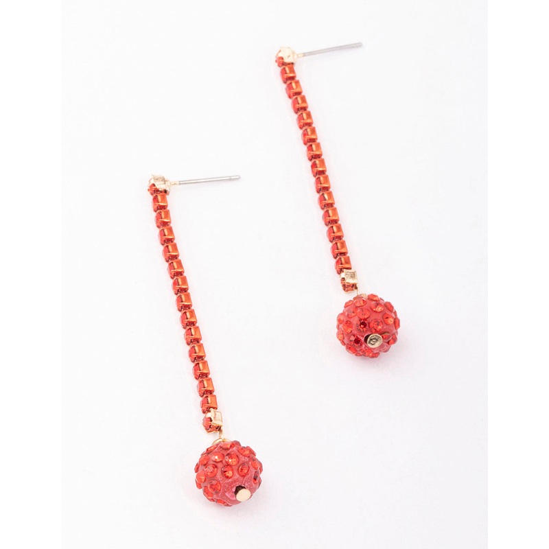 Red Cupchain Fireball Drop Earrings