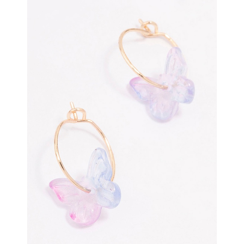 Rose Gold Butterfly Hoop Earrings