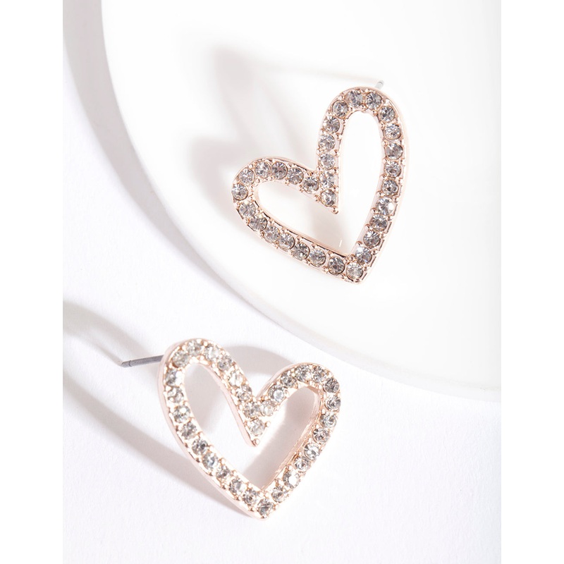 Rose Gold Diamante Heart Earring