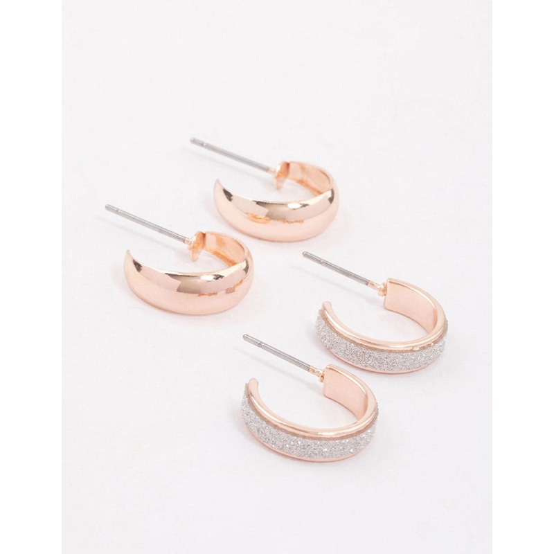 Rose Gold Glitter Pearl Earring Pack