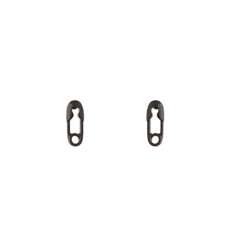 Solid Black Safety Pin Earrings