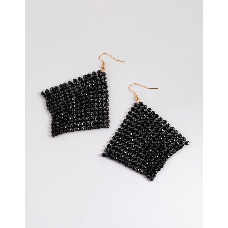 Black Diamante Chainmail Drop Earrings