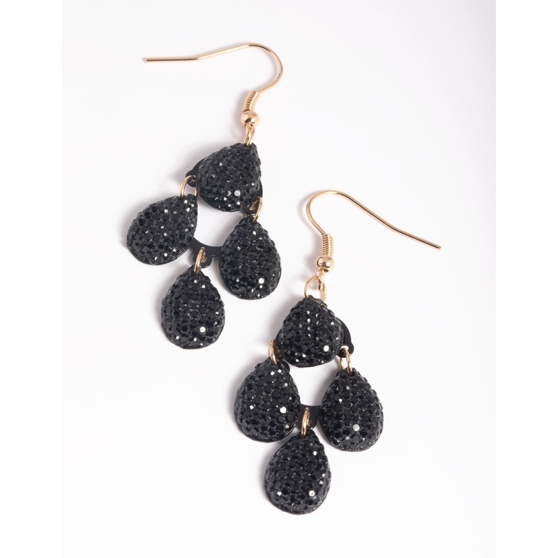 Black Layered Drop Earrings|Default Title