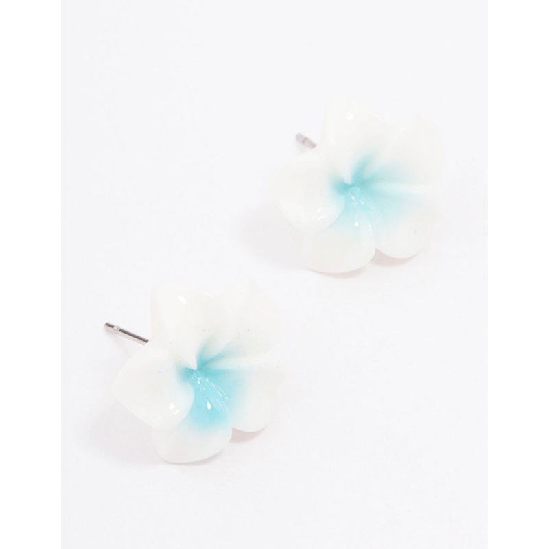 Blue Frangipani Stud Earrings|Default Title