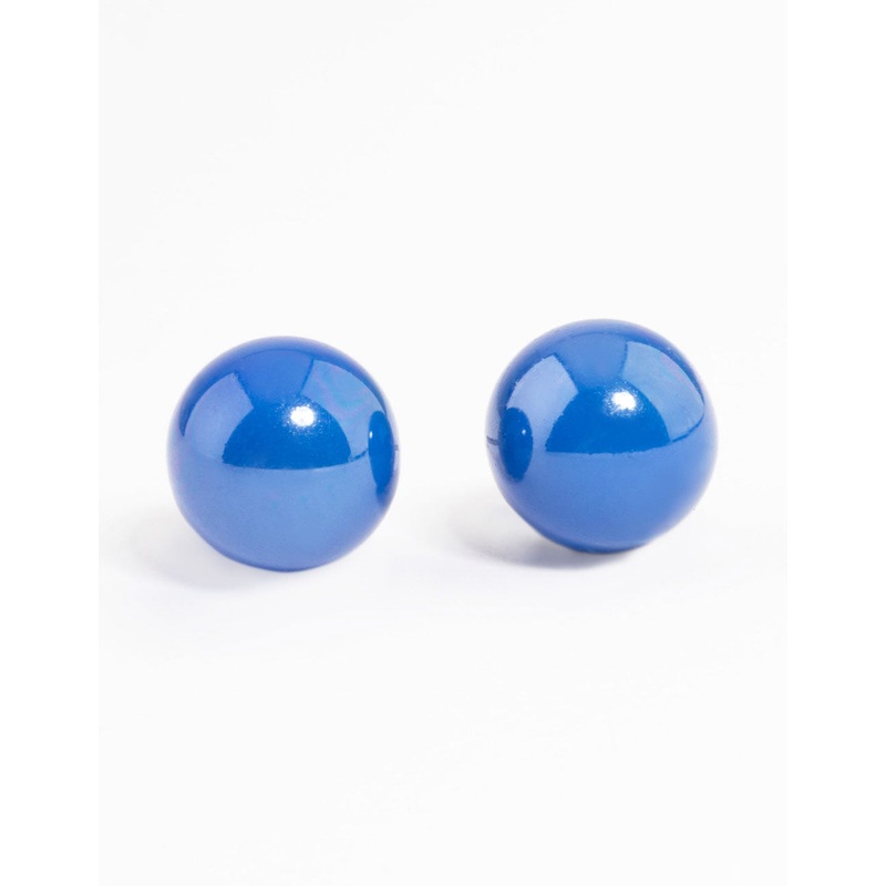 Blue Shiny Ball Stud Earrings|Default Title