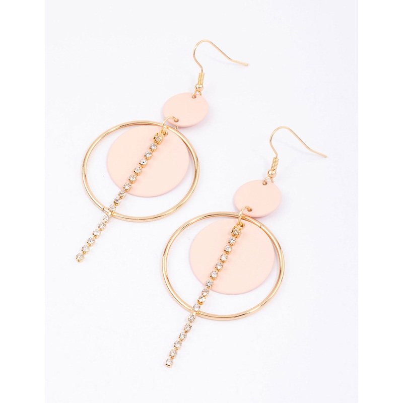 Blush Open Disc Cup Chain Drop Earrings