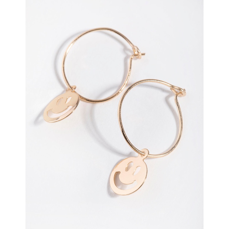 Gold Cut-Out Face Huggie Earrings
