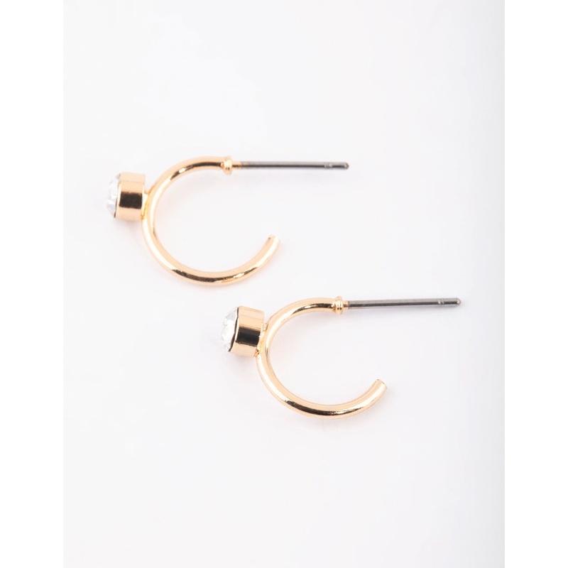 Gold Diamante Huggie Hoop Earrings
