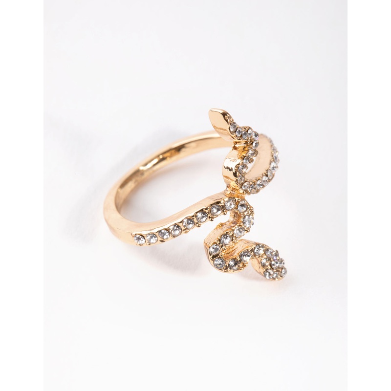 Gold Diamante Snake Ring|Default Title