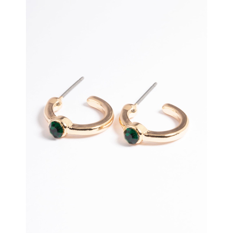 Gold Diamante Stone Huggie Earrings