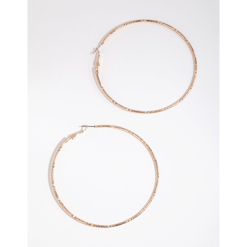 Gold Diamond Cut Big Hoop Earrings