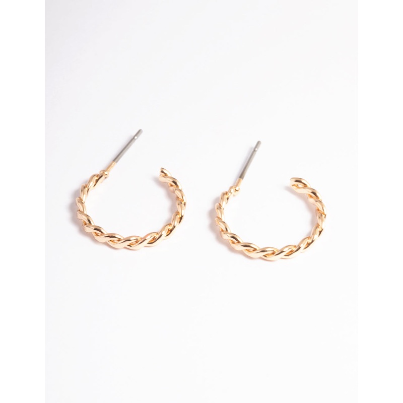Gold Figure Eight Huggie Earrings
