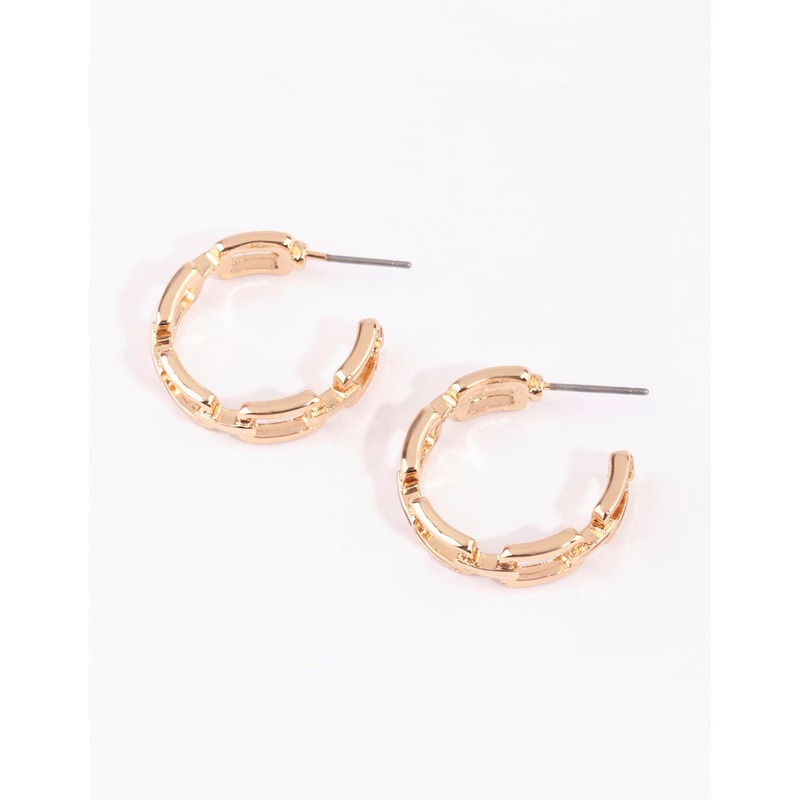Gold Flat Chain Hoop Earrings|Default Title