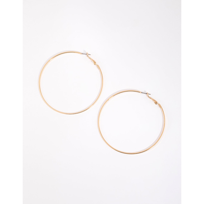 Gold Flat Edge Hoop Earrings|Default Title