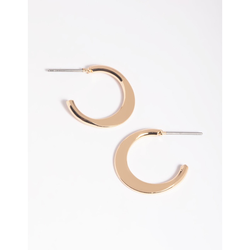 Gold Flat Huggie Hoop Earrings