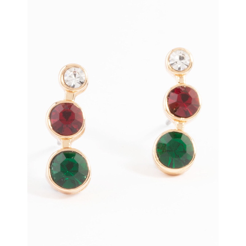 Gold Graduated Crawler Stud Earrings