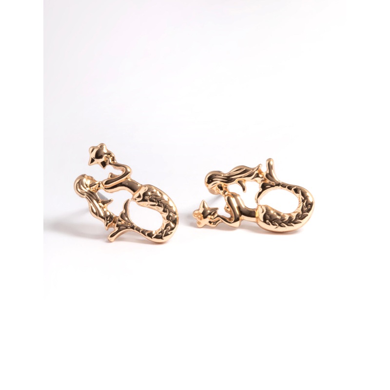 Gold Mermaid Stud Earrings|Default Title