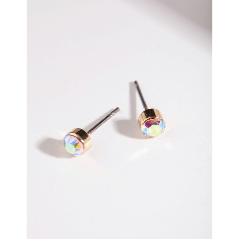 Gold Mini Diamante Stud Earrings