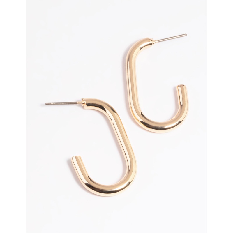 Gold Rectangle Hoop Earrings|Default Title